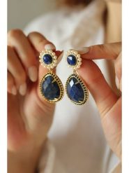 Pierres delicates Pozłacane kolczyki-wkrętki z lapis lazuli rozmiar: onesize. Niebieskie kolczyki damskie Pierres delicates, z lazurytem, pozłacane. Za 105.14 zł.