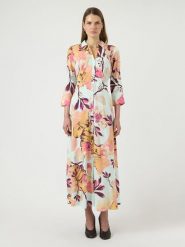 YAS Sukienka w kolorze błękitno-różowym rozmiar: XS. Niebieskie sukienki damskie YAS, bez wzorów, z wiskozy, klasyczne, bez ramiączek. Za 149.31 zł.