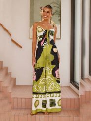 Tazga Kombinezon w kolorze zielono-czarno-jasnoróżowym rozmiar: 40. Zielone kombinezony damskie Tazga, bez wzorów, bez kołnierzyka, bez ramiączek. Za 135.81 zł.