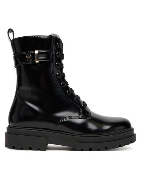 Tommy Hilfiger Trapery Lace-Up Bootie T4A5-34028-1453 S Czarny. Czarne kozaki dziewczęce Tommy Hilfiger, bez wzorów, ze skóry, bez obcasa, bez zapięcia. Za 379.99 zł.