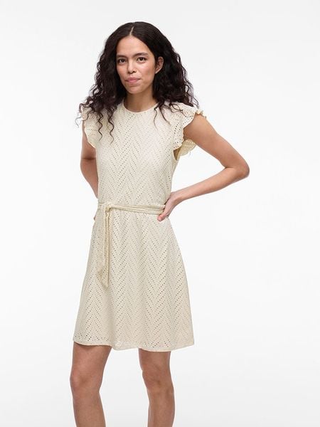 Vila Sukienka w kolorze kremowym rozmiar: L. Brązowe sukienki damskie Vila, bez wzorów, z tkaniny, bez ramiączek. Za 73.93 zł.