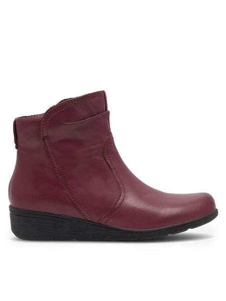 Go Soft Botki WI16-JANE ZULA-02 Bordowy. Czerwone botki damskie GO SOFT, ze skóry, bez obcasa, na płaskiej podeszwie, bez zapięcia. Za 169.99 zł.