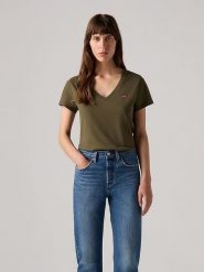 Levi's Koszulka w kolorze khaki rozmiar: S. Brązowe bluzki damskie Levi's, s, bez wzorów, z bawełny, bez kołnierzyka, bez ramiączek. Za 70.90 zł.