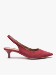 Bordowe czółenka bez pięty slingback. Czerwone czółenka damskie Ryłko, bez wzorów, z gumy, bez obcasa, na obcasie. Za 349.99 zł.