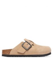 Birkenstock Klapki Boston Wire Buckle 1031573 Beżowy jasny. Brązowe klapki damskie Birkenstock, bez wzorów, z nubiku, bez obcasa, bez zapięcia. Za 779.99 zł.