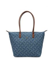 Tommy Hilfiger Torebka Popette Tote Denim Flag AW0AW18613 Niebieski. Niebieskie shopper bag Tommy Hilfiger, z denimu, bez dodatków. Za 489.99 zł.
