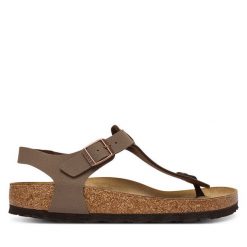 Sandały Birkenstock. Brązowe sandały damskie Birkenstock, bez wzorów, bez obcasa, na płaskiej podeszwie, bez zapięcia. Za 469.99 zł.