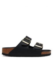 Birkenstock Klapki Arizona Hex 1029493 Czarny. Czarne klapki damskie Birkenstock, bez wzorów, ze skóry, bez obcasa, bez zapięcia. Za 339.99 zł.