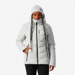 Kurtka narciarska i snowboardowa damska Quechua 500 Warm. Brązowe kurtki damskie WED'ZE, na zimę, xl, bez wzorów, z włókna, bez kaptura. Za 529.99 zł.