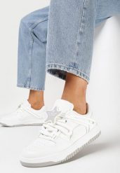 Białe Sneakersy z Grubymi Sznurówkami i Gwiazdką Ralinta. Białe obuwie sportowe damskie Born2be, z materiału, bez zapięcia. Za 89.99 zł.