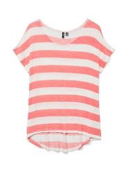 Vero Moda Koszulka w kolorze koralowo-białym rozmiar: S. Białe koszulki damskie Vero Moda, s, bez wzorów, bez kołnierzyka, bez ramiączek. Za 65.85 zł.