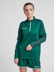 Bluza do piłki nożnej damska Hummel demi-zip hml AUTHENTIC. Czerwone bluzy damskie Hummel, na wiosnę, xl, bez wzorów, z materiału, bez kaptura. Za 185.95 zł.