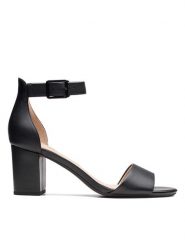 Clarks Skórzane sandały "Deva Mae" w kolorze czarnym rozmiar: 41,5. Czarne sandały damskie Clarks, bez wzorów, z otwartym noskiem, bez obcasa, na koturnie, bez zapięcia. Za 95.69 zł.