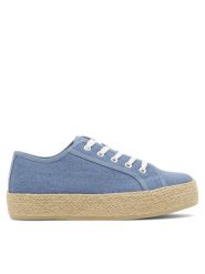 DeeZee Espadryle WSS21067-01A Niebieski. Niebieskie espadryle damskie DeeZee, bez wzorów, z materiału, bez obcasa. Za 99.99 zł.