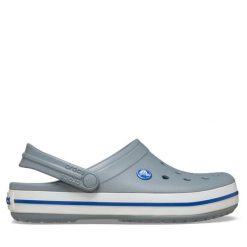 Klapki Crocs. Niebieskie klapki damskie Crocs, bez wzorów, bez obcasa, bez zapięcia. Za 249.99 zł.