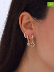 Luja Bijoux 3-częściowy zestaw kolczyków-kreoli z cyrkoniami rozmiar: onesize. Żółte kolczyki damskie Luja Bijoux, z cyrkonią, z mosiądzu. Za 74.63 zł.