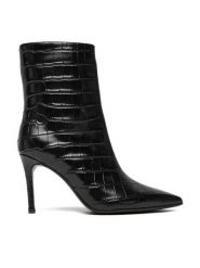 Eva Minge Botki EO-DEMI-GLC6303-6-320 Czarny. Czarne botki damskie Eva Minge, ze skóry, bez obcasa, na szpilce, bez zapięcia. Za 449.99 zł.
