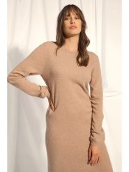 Just Cashmere Kaszmirowa sukienka "Lina" w kolorze beżowym rozmiar: S. Brązowe sukienki damskie Just Cashmere, bez wzorów, z kaszmiru, bez ramiączek. Za 457.95 zł.