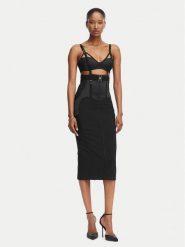 Elisabetta Franchi Sukienka koktajlowa AB-881-62E2-V660 Czarny Slim Fit. Czarne sukienki damskie Elisabetta Franchi, bez wzorów, z syntetyku, wizytowe, bez ramiączek. Za 2,809.00 zł.