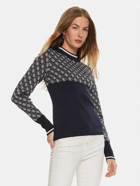 Guess Sweter W3BR81 Z37K0 Błękitny Slim Fit. Niebieskie swetry klasyczne damskie Guess, xs, z syntetyku, bez kołnierzyka. Za 199.99 zł.