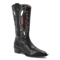 Czarne Kowbojki Gioseppo Stylowe Obuwie Damskie. Czarne kozaki damskie Hot Potatoes by Gioseppo, z jeansu, bez obcasa, na obcasie, bez zapięcia. Za 586.99 zł.
