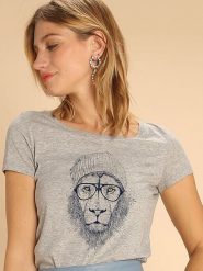 WOOOP Koszulka "Cool Lion" w kolorze szarym rozmiar: XXL. Szare bluzki damskie Wooop, xxl, bez wzorów, bez kołnierzyka, bez ramiączek. Za 57.20 zł.