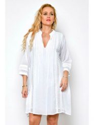Tarifa Sukienka w kolorze białym rozmiar: XL. Białe sukienki damskie Tarifa, bez wzorów, z bawełny, bez ramiączek. Za 66.00 zł.