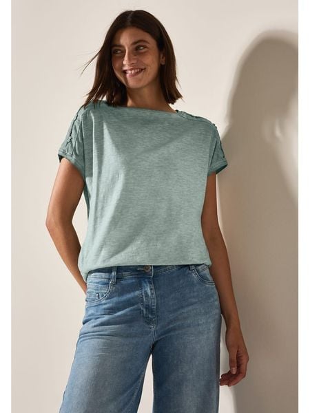 Cecil Koszulka w kolorze miętowym rozmiar: M. Zielone bluzki damskie Cecil, m, bez wzorów, z bawełny, bez kołnierzyka, bez ramiączek. Za 83.03 zł.