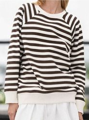 Bluza crewneck w paski - wielobarwny. Bluzy damskie Sinsay, l, bez wzorów, bez kaptura. W wyprzedaży za 24.99 zł.