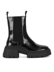 Nine West Sztyblety WFA3033-8 Czarny. Czarne botki damskie Nine West, z materiału, bez obcasa, na płaskiej podeszwie, bez zapięcia. Za 259.99 zł.