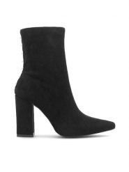 DeeZee Botki RAQUEL HCL230103 Czarny. Czarne botki damskie DeeZee, z materiału, bez obcasa, na słupku, bez zapięcia. Za 159.99 zł.