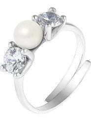 Mitzuko Srebrny pierścionek z perłą w kolorze białym rozmiar: onesize. Szare pierścionki damskie Mitzuko, z kryształem, srebrne. Za 260.99 zł.