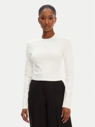 HUGO Bluzka Dafilomena_3 50518378 Écru Slim Fit. Bluzki damskie Hugo, xs, bez wzorów, z bawełny, bez kołnierzyka, bez ramiączek. Za 199.99 zł.