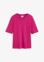 T-shirt z czystej bawełny organicznej. Czerwone t-shirty damskie bonprix, bez wzorów, z bawełny, bez kołnierzyka. Za 49.99 zł.