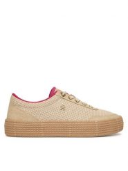 Tommy Hilfiger Espadryle Th Foxing Platform Rope FW0FW09173 Beżowy. Brązowe espadryle damskie Tommy Hilfiger, bez wzorów, z materiału, bez obcasa. Za 409.99 zł.
