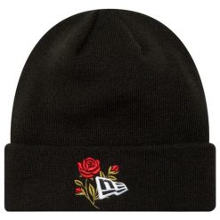 Czapka dla dorosłych Rose Icon Cuff Knit Beanie Hat. Czarne czapki damskie New Era, bez wzorów, z materiału. Za 149.99 zł.