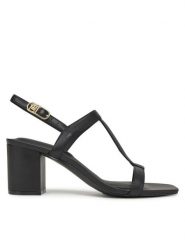 Tommy Hilfiger Sandały Leather Block Heel Sandal FW0FW08532 Czarny. Czarne sandały damskie Tommy Hilfiger, bez wzorów, ze skóry, bez obcasa, na słupku, bez zapięcia. Za 529.99 zł.