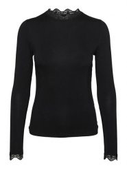 Vero Moda Koszulka "Rosa" w kolorze czarnym rozmiar: L. Czarne bluzki damskie Vero Moda, l, bez wzorów, z koronki, bez kołnierzyka, bez ramiączek. Za 70.95 zł.