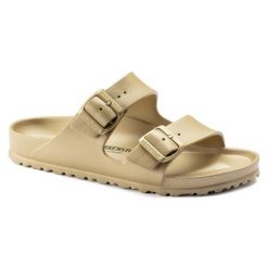 Klapki damskie Birkenstock Arizona Essentials EVA. Żółte klapki damskie Birkenstock, bez wzorów, bez obcasa, bez zapięcia. Za 189.99 zł.