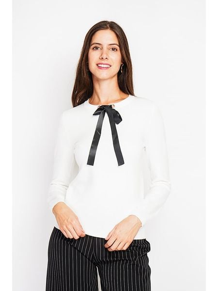 ASSUILI Sweter w kolorze białym rozmiar: 36. Białe swetry klasyczne damskie Assuili, bez kołnierzyka. Za 104.99 zł.