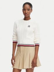 Tommy Jeans Sweter DW0DW22933 Biały Regular Fit. Białe swetry klasyczne damskie Tommy Jeans, l, z bawełny, bez kołnierzyka. Za 409.99 zł.