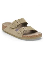Birkenstock Skórzane klapki "Arizona" w kolorze beżowym rozmiar: 38. Brązowe klapki damskie Birkenstock, bez wzorów, z otwartym noskiem, bez obcasa, bez zapięcia. Za 482.03 zł.