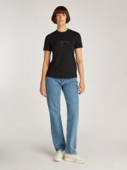 CALVIN KLEIN JEANS Koszulka w kolorze czarnym rozmiar: XXL. Czarne bluzki damskie Calvin Klein Jeans, xxl, bez wzorów, z bawełny, bez kołnierzyka, bez ramiączek. Za 122.96 zł.