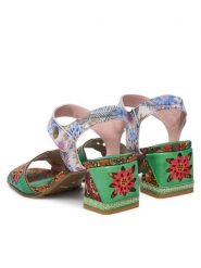 Laura Vita Sandały Jacqueso 20 Zielony. Zielone sandały damskie LAURA VITA, bez wzorów, ze skóry, bez obcasa, na słupku, bez zapięcia. Za 399.99 zł.