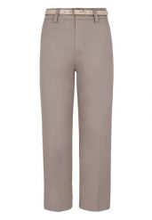 Materiałowe spodnie z kantem R-LAVI. Białe spodnie materiałowe damskie Volcano, bez wzorów, z bawełny. Za 169.99 zł.