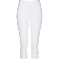 Legginsy rybaczki z połyskującymi kamieniami. Czarne legginsy damskie bonprix, bez wzorów. Za 54.99 zł.