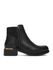 DeeZee Botki HX21055-38 Czarny. Czarne botki damskie DeeZee, z materiału, bez obcasa, na płaskiej podeszwie, bez zapięcia. Za 179.99 zł.