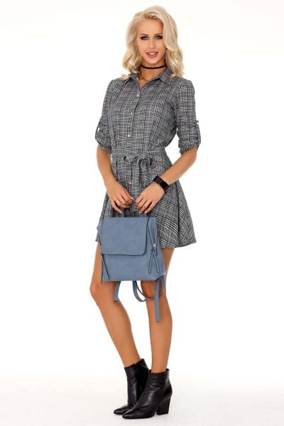 Szara Sukienka Szmizjerka w Kratkę. Szare sukienki damskie Merribel, bez wzorów, z materiału, bez ramiączek. Za 112.90 zł.