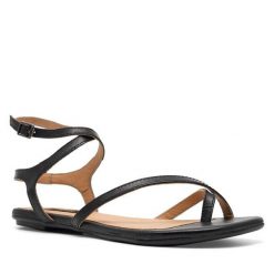 Sandały GINO ROSSI. Czarne sandały damskie Gino Rossi, bez wzorów, bez obcasa, na płaskiej podeszwie, bez zapięcia. Za 229.99 zł.