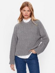 Tommy Hilfiger Sweter WW0WW39003 Szary Oversize. Szare swetry klasyczne damskie Tommy Hilfiger, xl, z syntetyku, bez kołnierzyka. Za 1,239.00 zł.